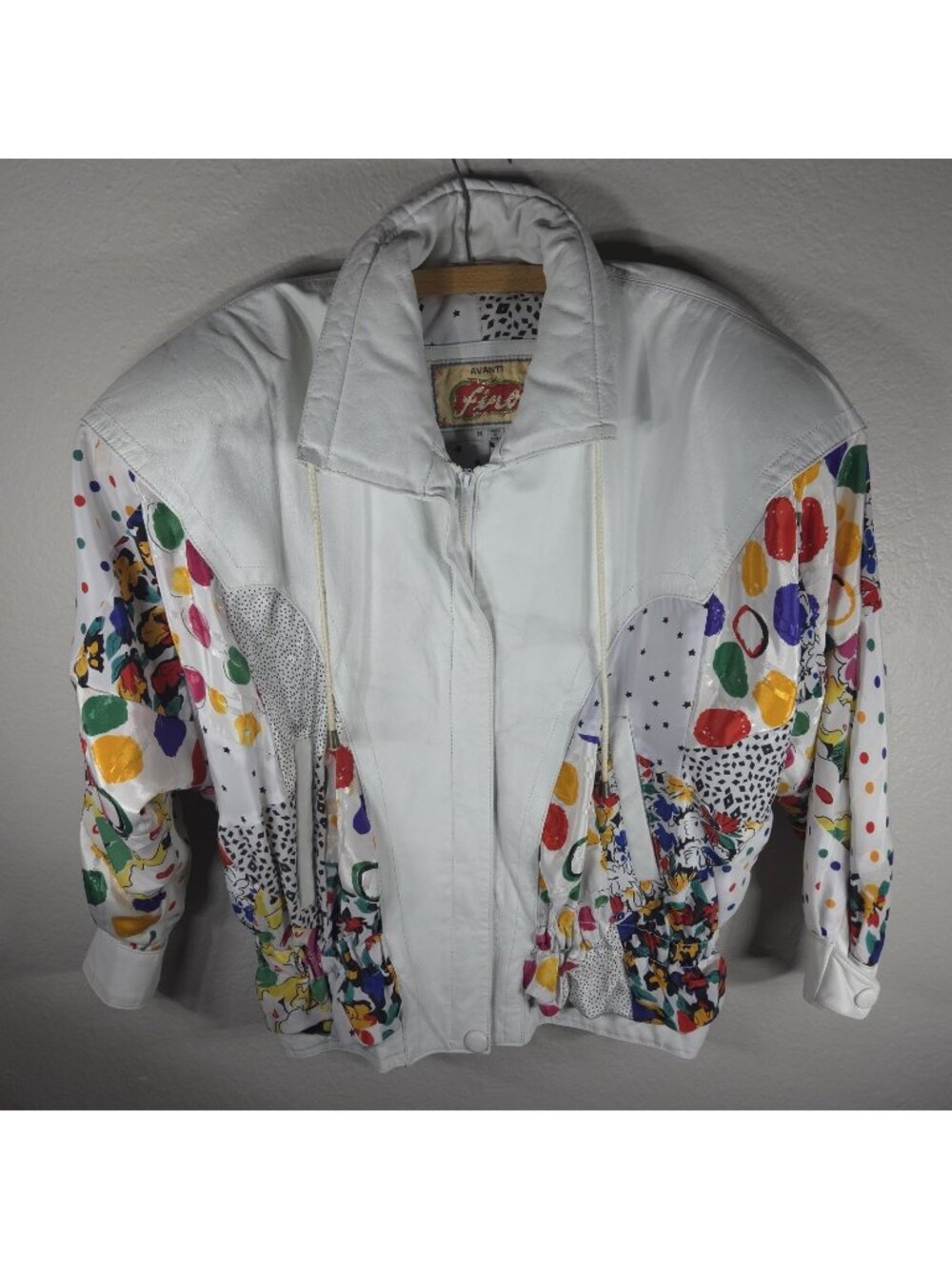 Vintage Avanti Firo Bomber Jacket M Leather 90s Satin Floral Cottage Core Y2K